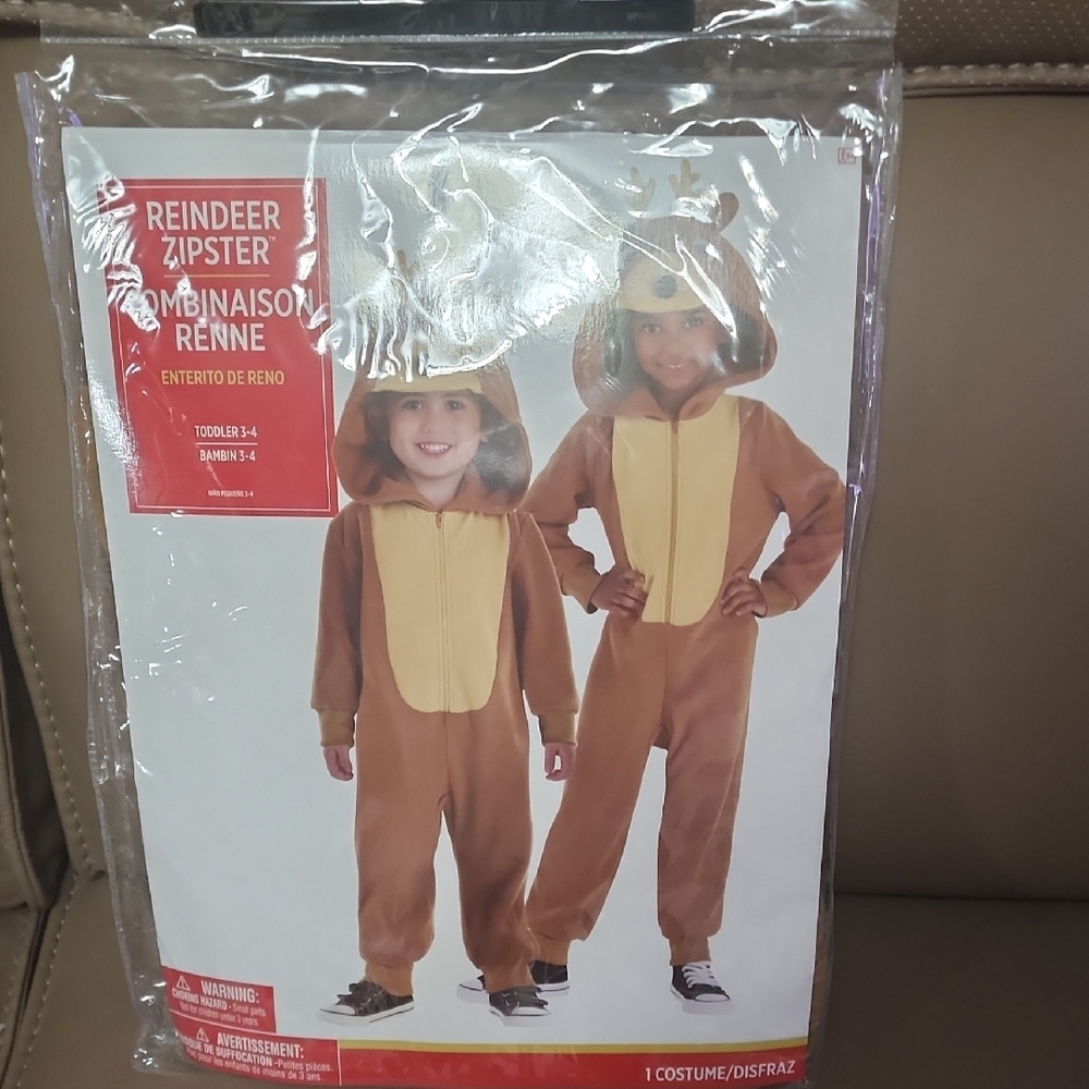 Cozy Reindeer Zipster Costume for Kids - Brown